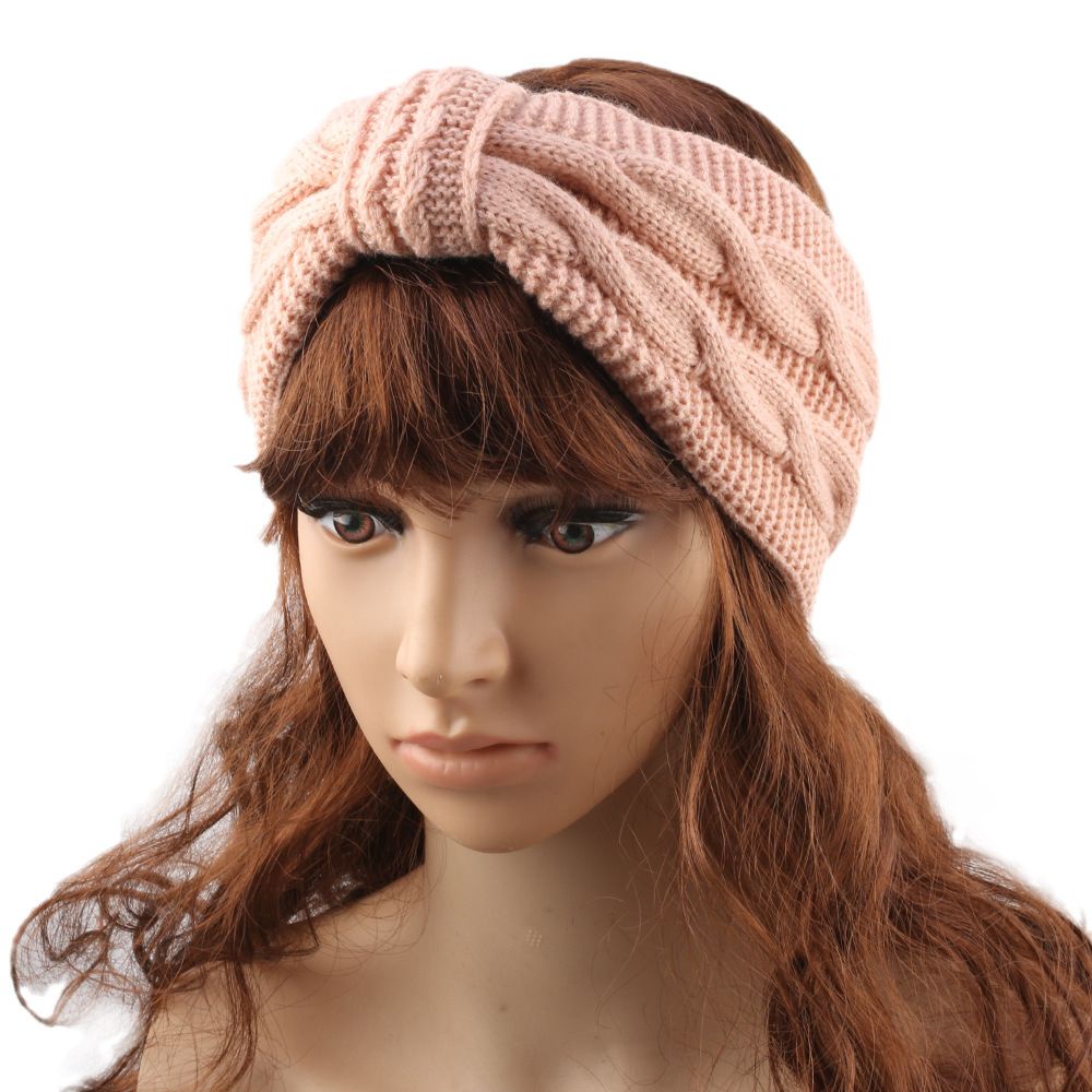 Băng đô vải len mềm co giãn bản rộng đính nơ thời trang thu đông cho nữ