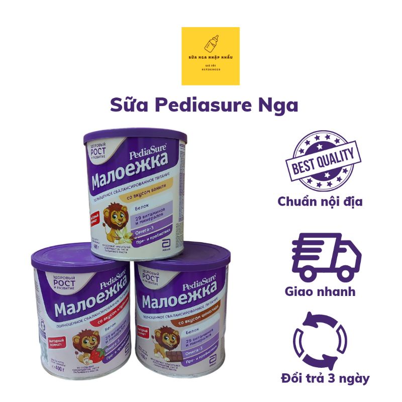 Bộ sản phẩm thực phẩm bổ sung dinh dưỡng dạng bột Pediasure nội địa Nga 400g/850g vani/dâu/socola