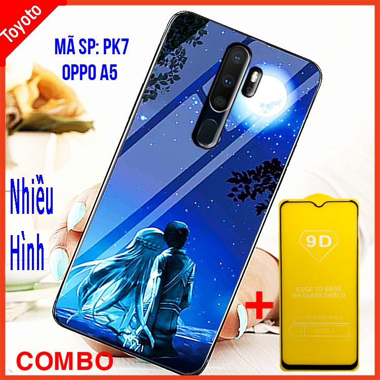 COMBO ỐP LƯNG OPPO A5 2020 (ốp kính 3D thế hệ mới + tặng kèm kính cường lực 9D) TOYOTO