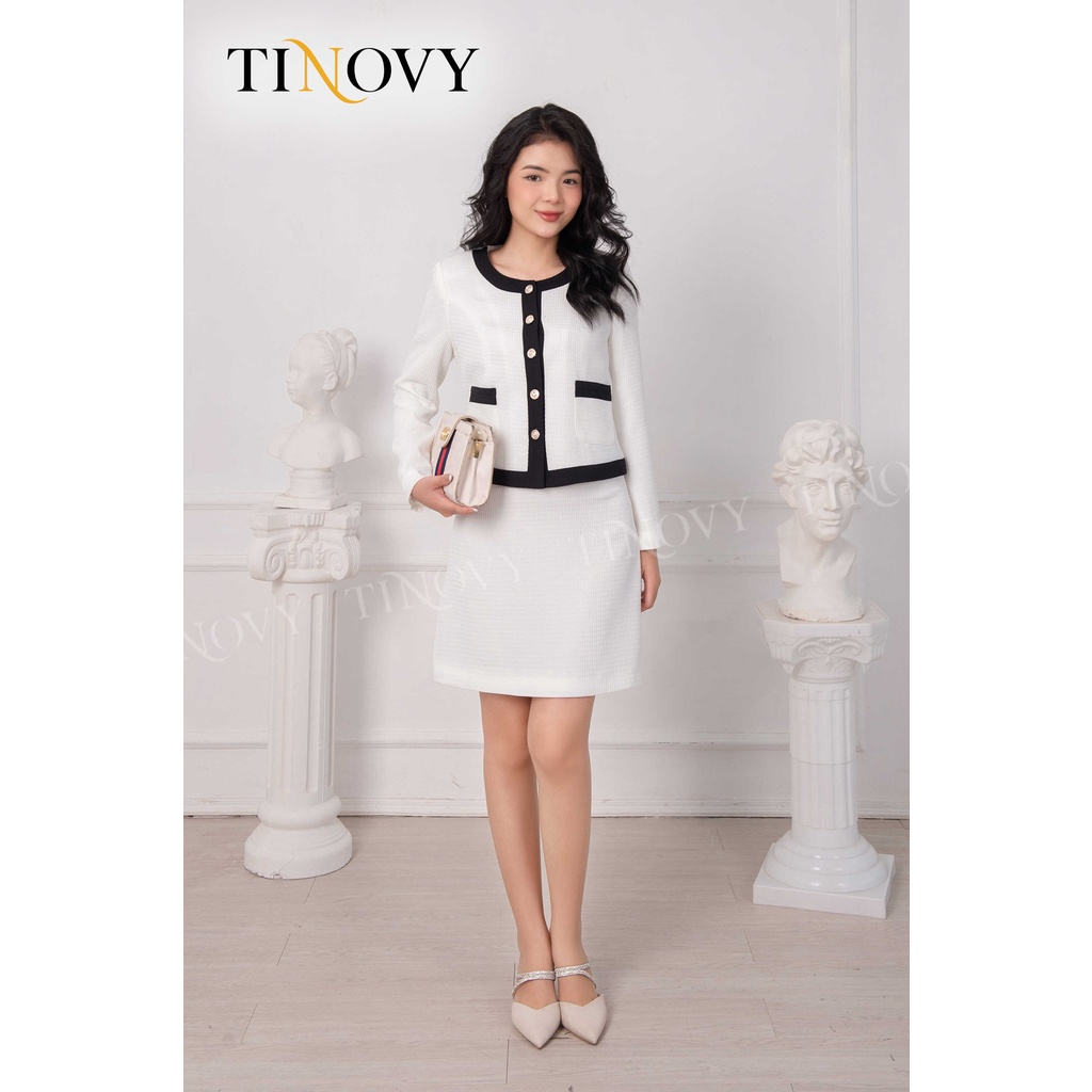 Sét Bộ Áo Croptop Chân Váy Chữ A TINOVY BO2282