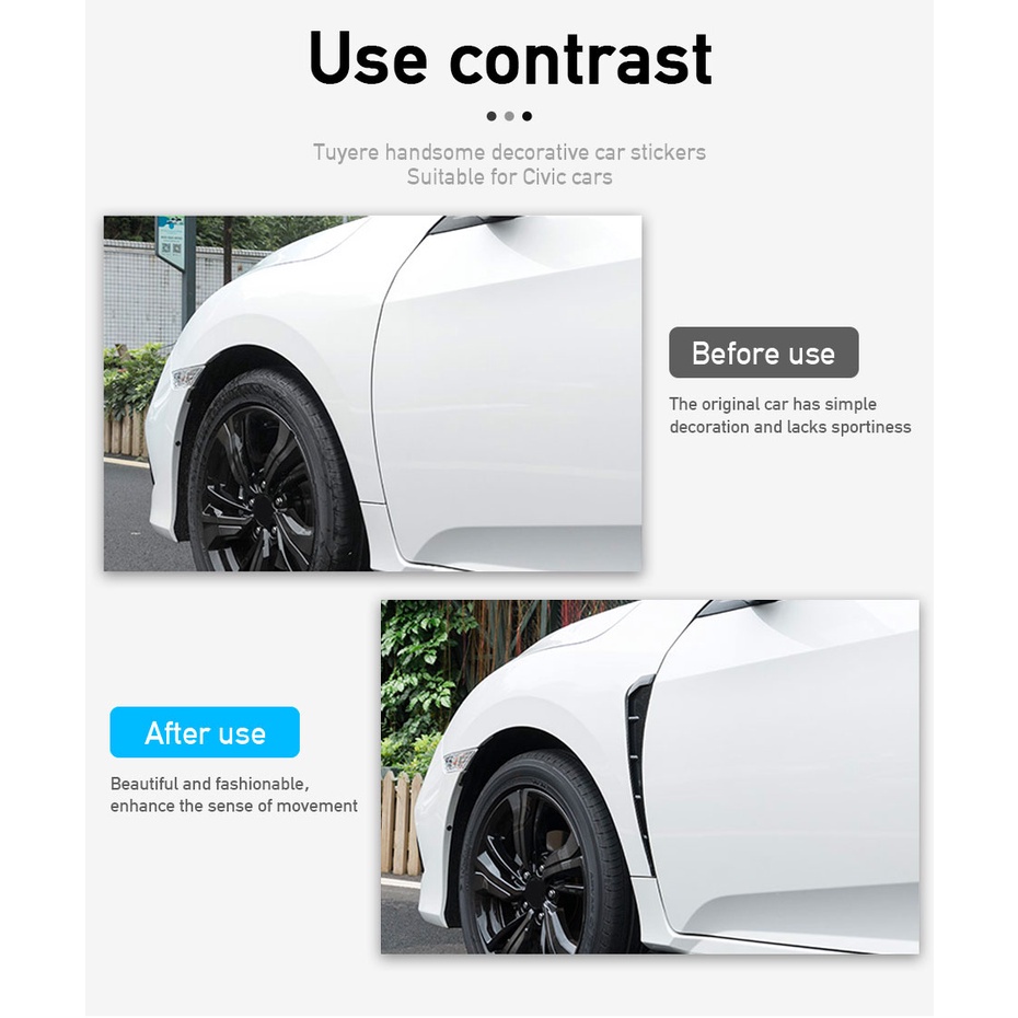 SEAMETAL 2 Nắp thông gió gắn cản chắn bùn cho ô tô Honda Civic thế hệ 10 2021 2020 2019 2018 2017