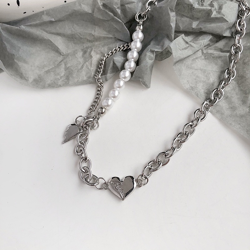 Vòng cổ Chuỗi Ngọc Trai Kim Loại Phong Cách Hiphop