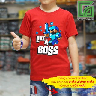 🔥DEAL SỐC🔥 ( có nhiều màu ) Áo thun minecraft Like a Boss Trẻ Em Vải Cotton Thái S049