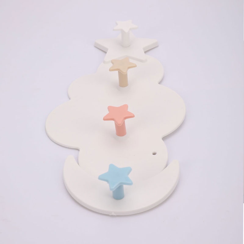 [threegoodstonesgen 0609] Creative Star Moon Cloud Shape Nail-free Wall Clothes Hooks Kids Room Decorative