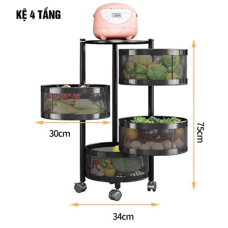 [Chính Hãng] Kệ xoay đa năng, kệ xoay nhà bếp để rau củ đồ khô, kệ đựng đồ đang năng, 3 tầng, 4 tầng, 5 tầng