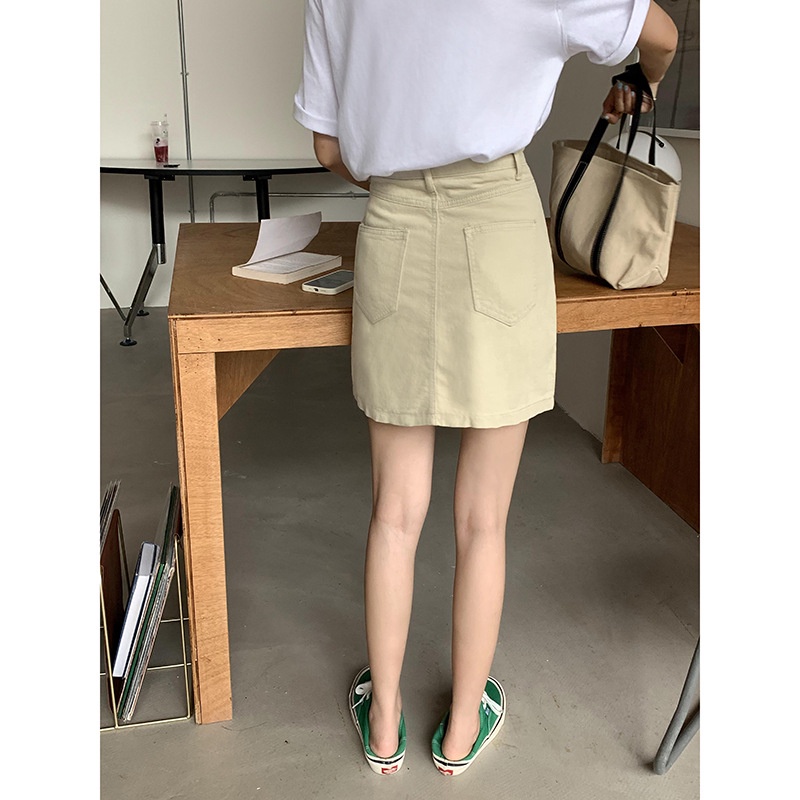 Chân váy ngắn Chữ A trơn Basic Phối túi Lưng cao Ulzzang Hàn Quốc Váy ngắn Cạp cao Có túi Thời trang | BigBuy360 - bigbuy360.vn