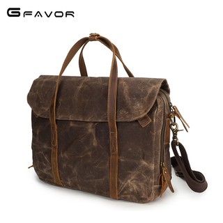 G-Favor Túi đeo vai túi tài liệu vải canvas phối da bò cao cấp - Mẫu 3285-1