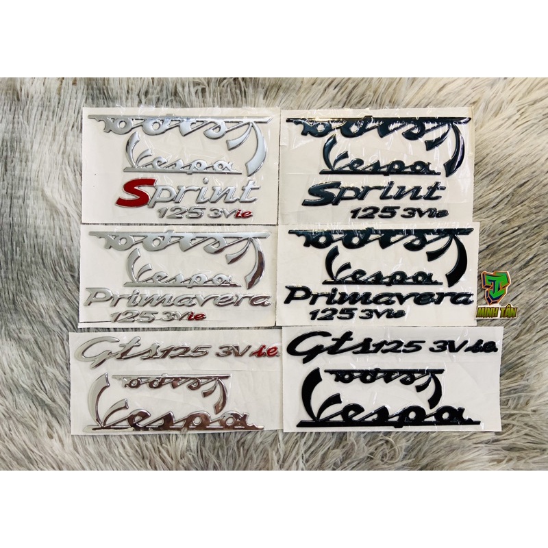 Tem Chữ Decal Vespa 3D Sprint & Primave, Vespa Gts125 3vie