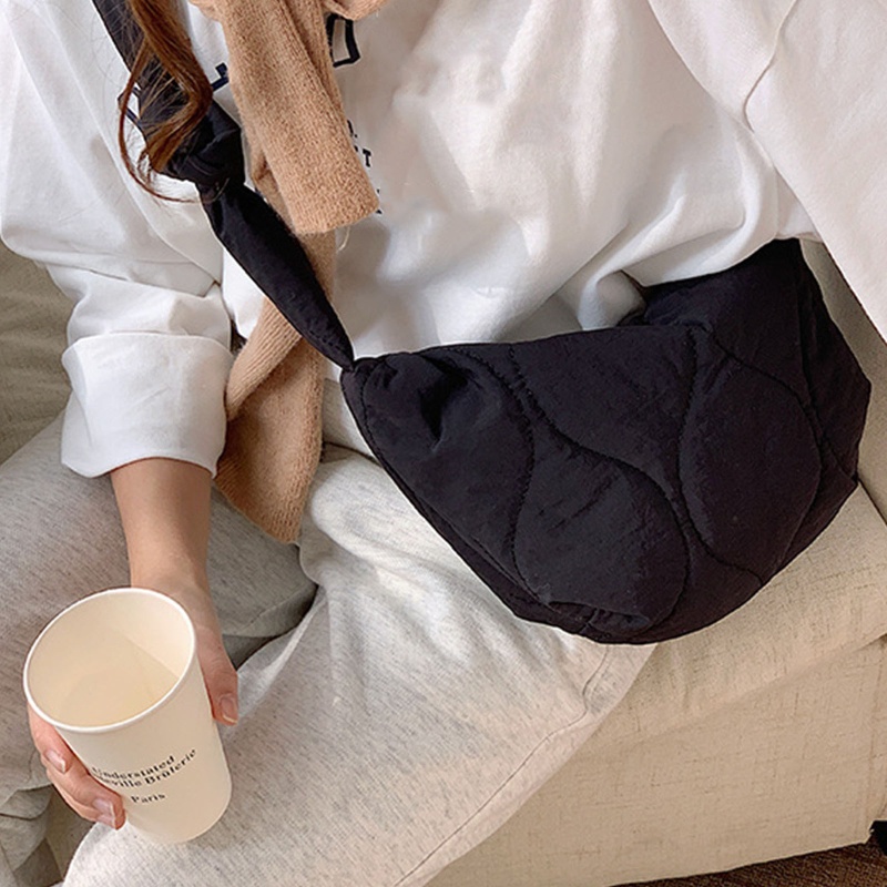 Yoioi Túi Đeo Chéo Ngực Nylon Hình Bán Nguyệt Màu Trơn Hợp Thời Trang