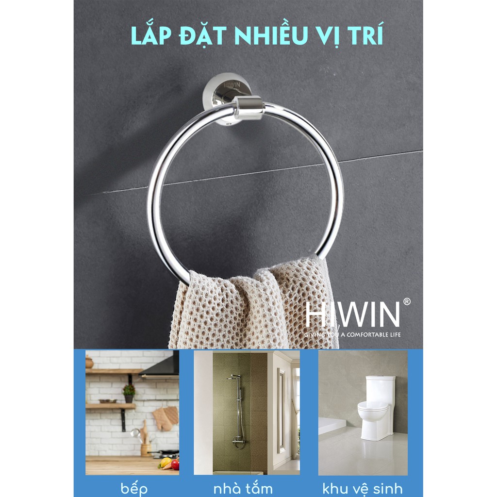 Vòng treo khăn inox 304 mặt gương sáng bóng cao cấp Hiwin Y-635