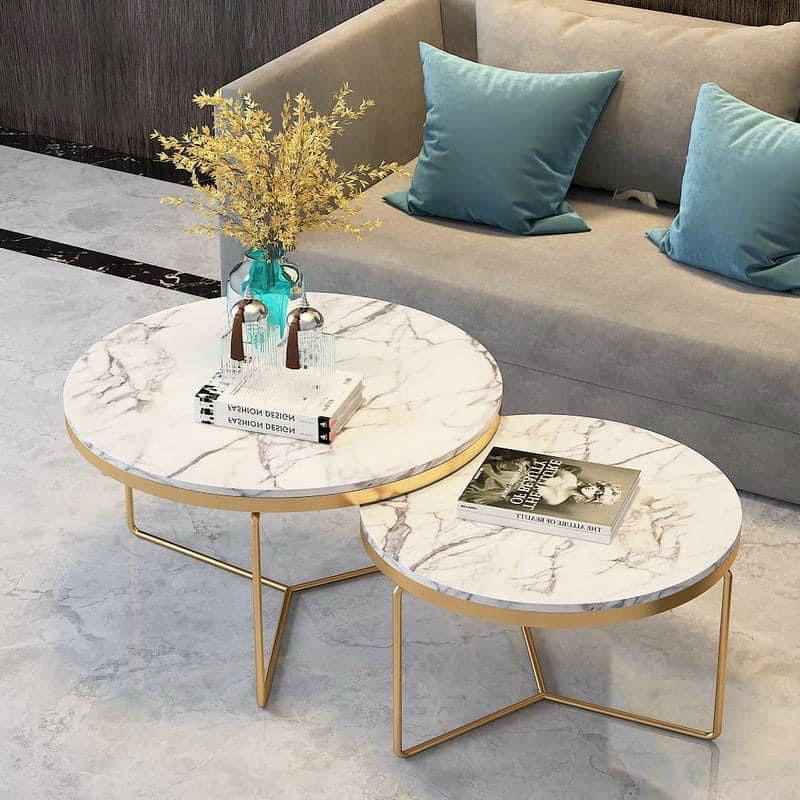 Bàn Trà Sofa Mặt Đá Hiện Đại, Bàn Uống Nước Phòng Khách Chất Liệu Đá Vân Cẩm Thạch Cao Cấp Decor Nhà Đẹp