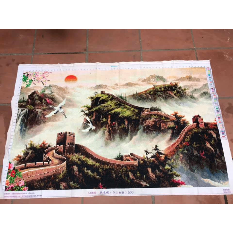 Tranh thêu chữ thập phong cảnh vạn lý trường thành khổ lớn fj0695 fj0696 fj0721 fj0722