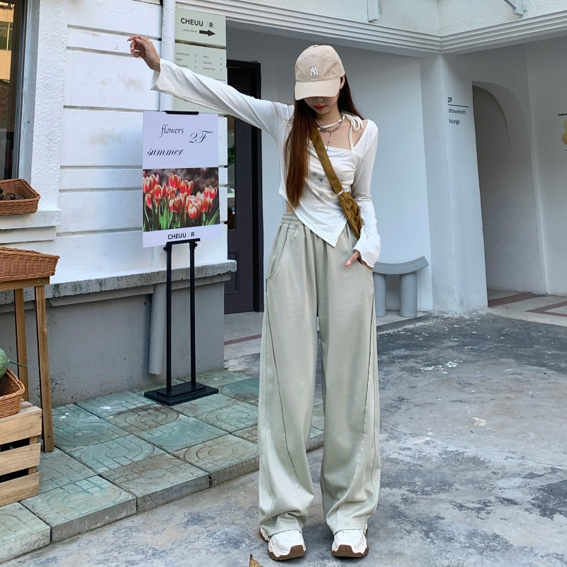 Quần dài SUXI lưng cao ống rộng phong cách Hàn Quốc cho nữ