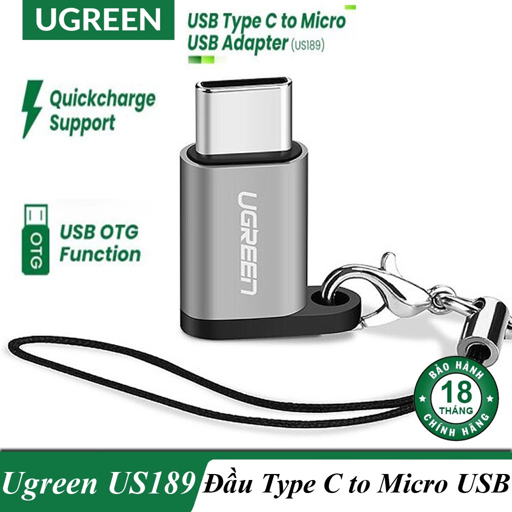 Đầu Chuyển USB Type C Sang Micro USB UGreen US189 US157 Cao Cấp