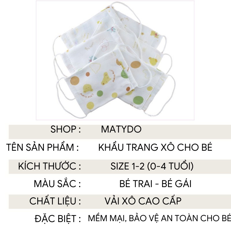 Khẩu trang trẻ em khẩu trang xô 4 lớp lọc cao cấp MATYDO thanh lọc không khí ngăn cản khói bụi vi khuẩn KT05