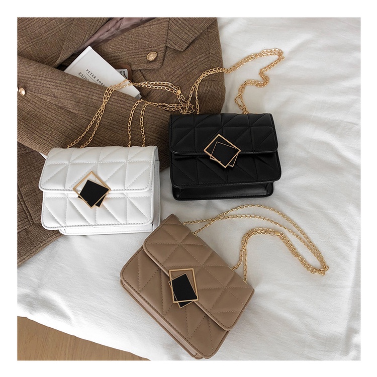 Túi Đeo JASMIN NOIR Chéo Dáng Vuông Nhỏ Họa Tiết Caro Phối Dây Xích Thời Trang Cao Cấp Cho Nữ