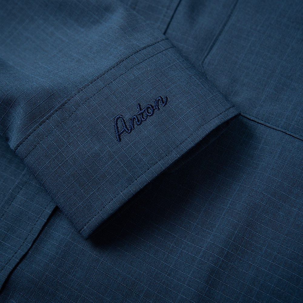 Áo Sơ Mi Nam Công Sở Trung Niên Anton Somianton Dài Tay Xanh Than Họa Tiết Vải Sợi Tre Thoáng Mát- YAT207