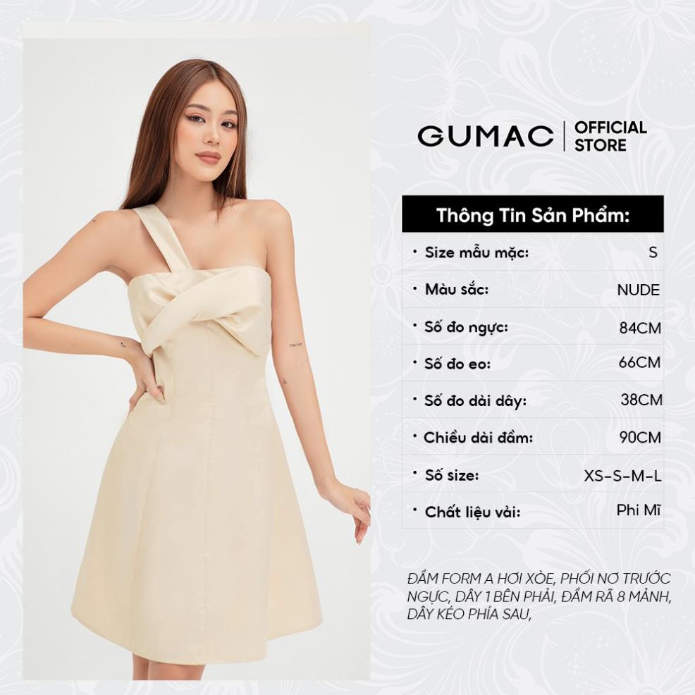 Đầm nữ sexy 8 mảnh nơ ngực GUMAC dáng ôm body màu nude cá tính DB484  ྇