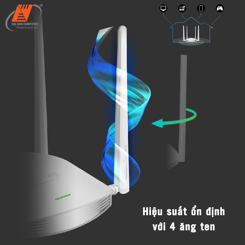 Bộ phát WiFi Wireless Toto-Link N600R | Tốc độ 600MB - 4 Lan - 4 râu - Hàng chính hãng