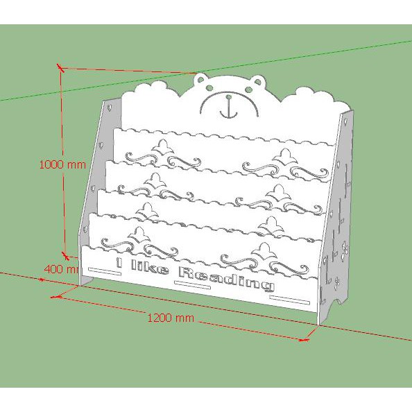 Kệ Sách Gấu 4 Cho Bé  full bộ kèm vít bắt siêu chắc