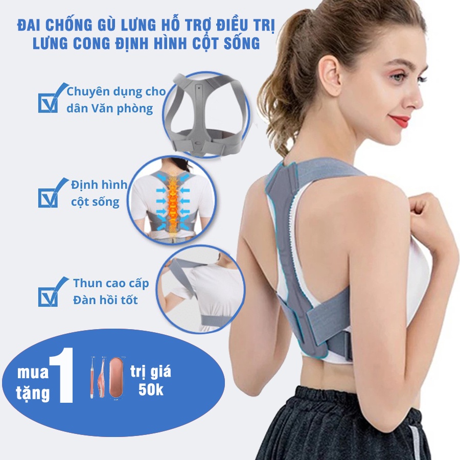 Đai chống gù lưng người lớn có trục lưng tôm cho các nàng và chàng cong vẹo cột sống đủ 3 size S-M-L