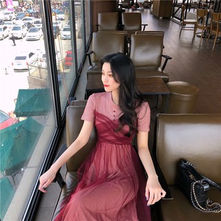 ORDER Đầm midi phối lưới ẢNH THẬT CUỐI