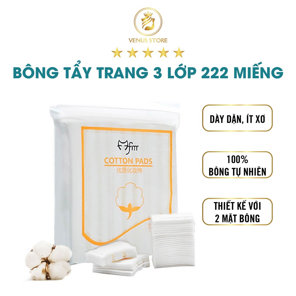 Bông tẩy trang 3 lớp Cotton Pads 222 miếng nội địa Trung tẩy trang nhanh chóng tiện dụng Venus store