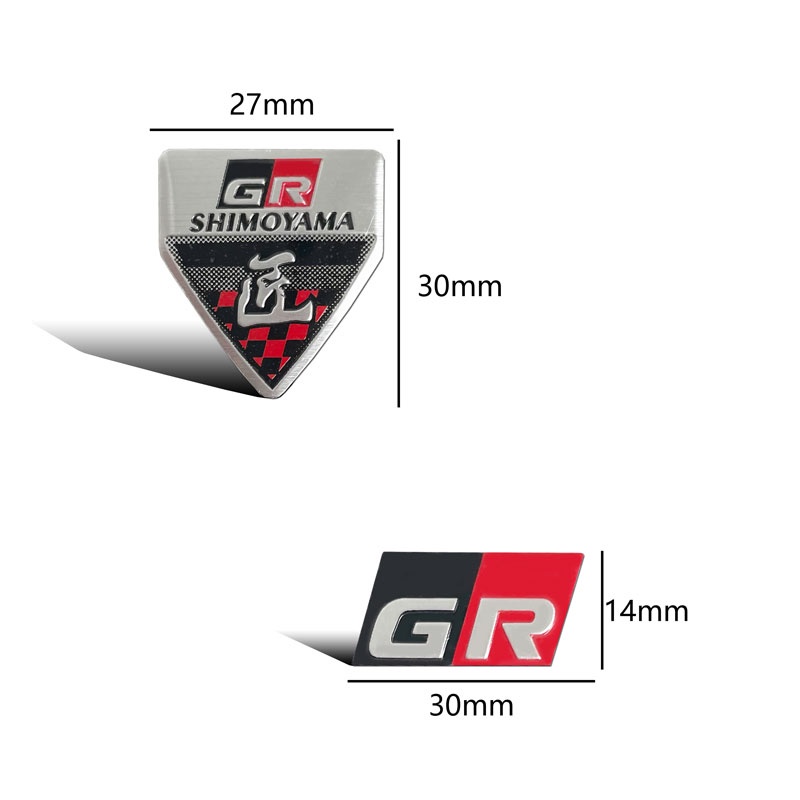 ❥ 🍎 Nhôm GR Logo Xe Hơi Miếng Dán Bánh Xe Steer Biểu Tượng Fender Bên Đuôi Cửa Cốp Decal Cho Xe Toyota YARiS RZ RC RS CHR Corolla Prius