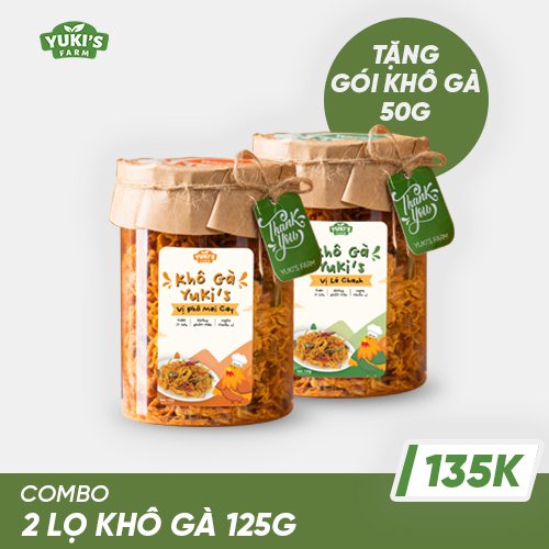 Combo 2 Lọ Khô Gà 125G Tặng 1 Gói Khô Gà 50G