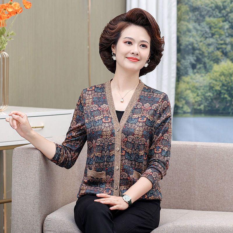Áo Khoác Tay Dài Dáng Rộng Cỡ Lớn Thời Trang Mùa Thu Cho Nữ Trung Niên
