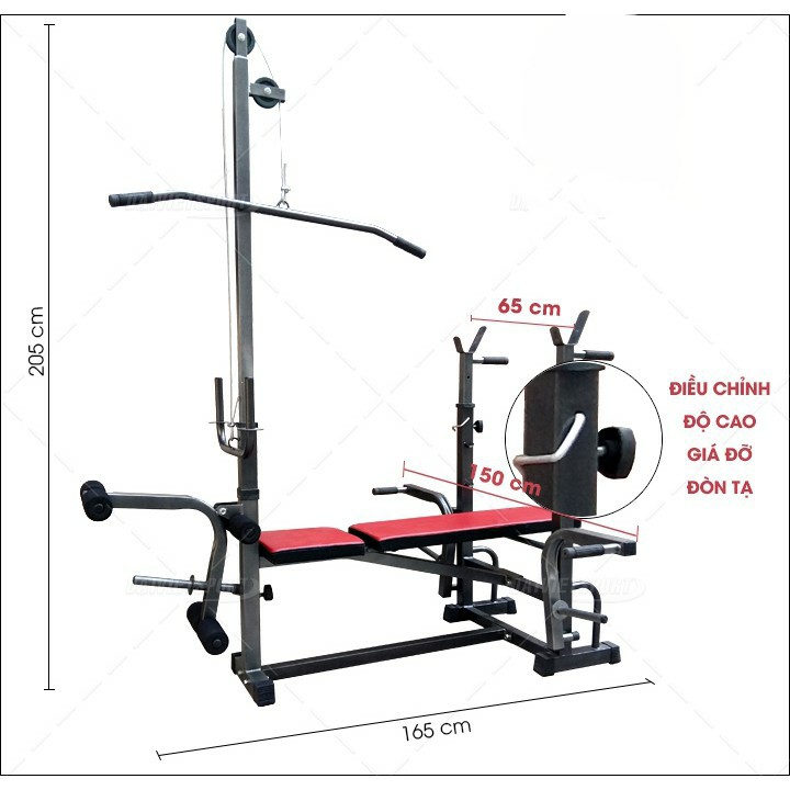 Giàn tạ đa năng kéo xô xuki 2021 + Tặng găng tay tập tạ (Chưa bao gồm đòn và bánh tạ)