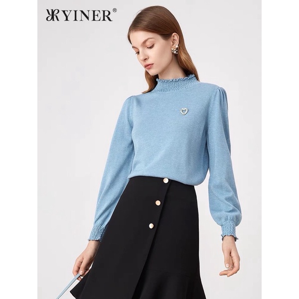 Áo len xanh nhũ Yiner