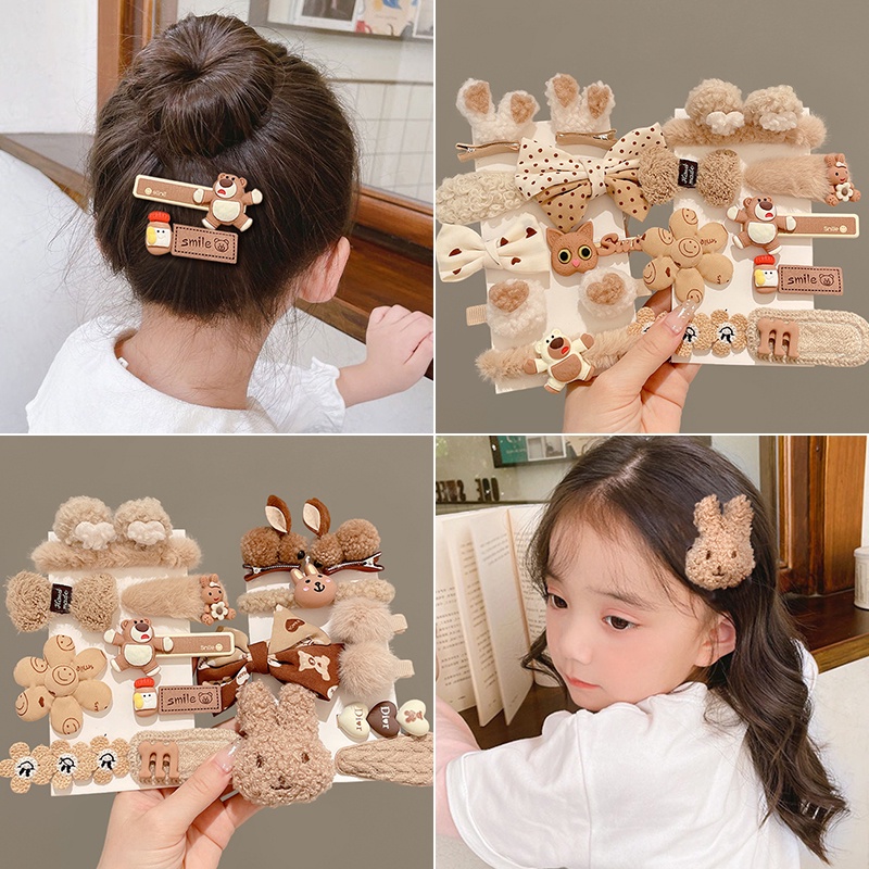 Bộ Kẹp Tóc Kiểu Hàn Quốc Dễ Thương Xinh Xắn Dành Cho Bé Gái