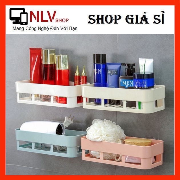Kệ Nhựa Hình Chữ Nhật Dán Tường Đa Năng Tiện Dụng Không Cần Khoan Tường