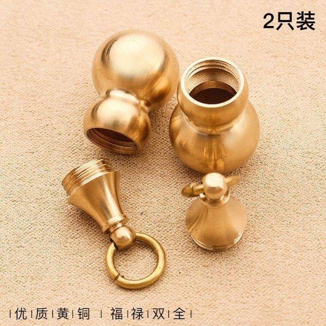 Móc Khóa Mặt Hình Quả Hồ Lô Rỗng Bằng Đồng Thau Nguyên Chất