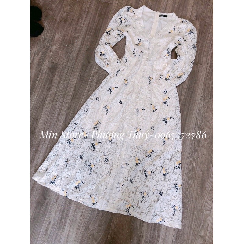 Váy ren thêu hoa cúc ngọc