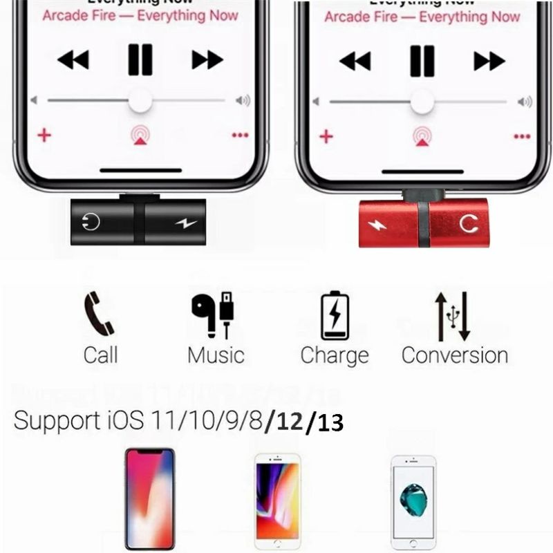 Đầu chuyển đổi cổng Lightning sang cổng tai nghe và cổng Lightning khác tiện lợi