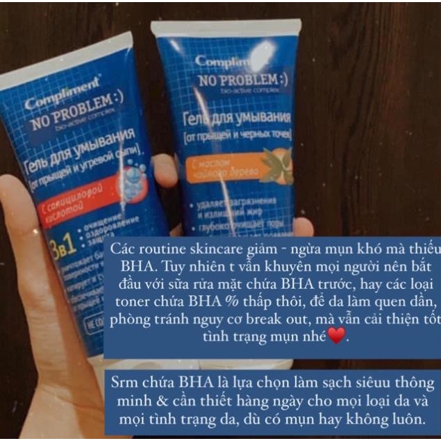 Gel rửa mặt Compliment No Problem giảm viêm, mụn