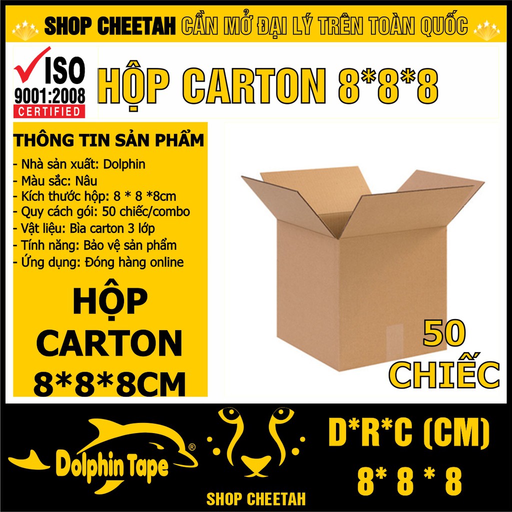 [8cm x 8cm x 8cm] Hộp carton combo 50 chiếc – Dùng trong công tác đóng hàng hỗ trợ vận chuyển - Hộp COD