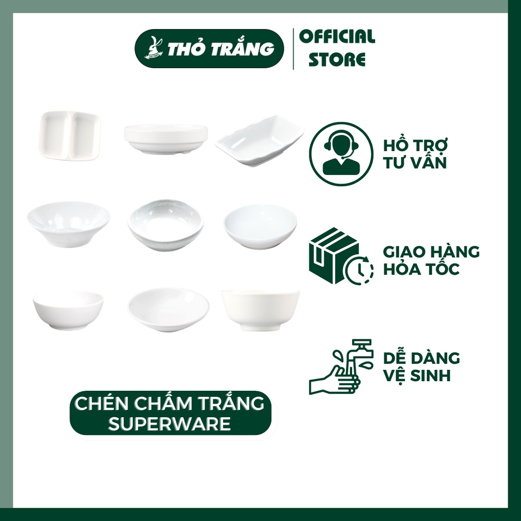 Chén, dĩa chấm màu trắng Srithai Superware Thái Lan cao cấp