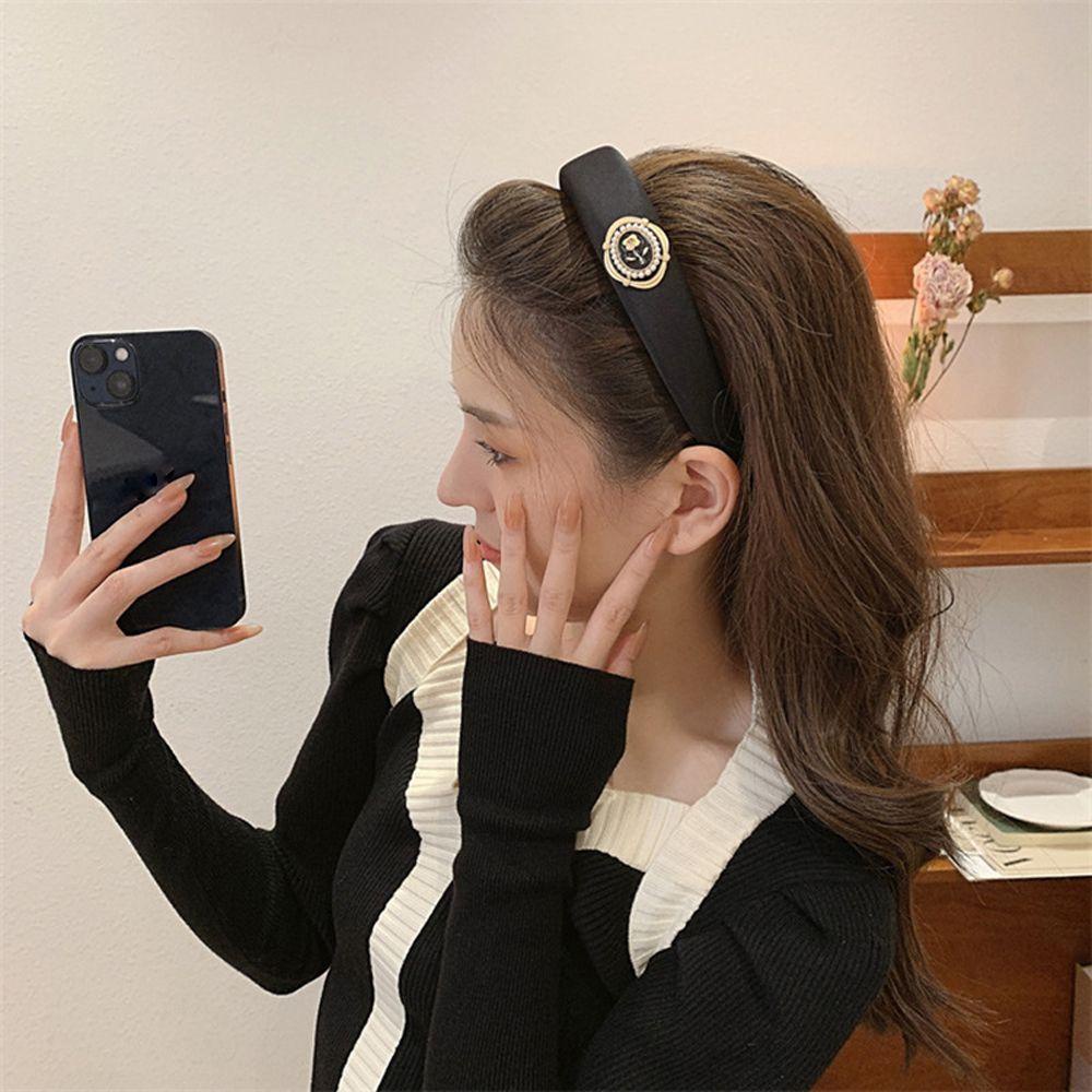 Băng Đô Cài Tóc Chống Trượt Bản Rộng In Họa Tiết Hoa Phong Cách Vintage Thời Trang Cho Nữ