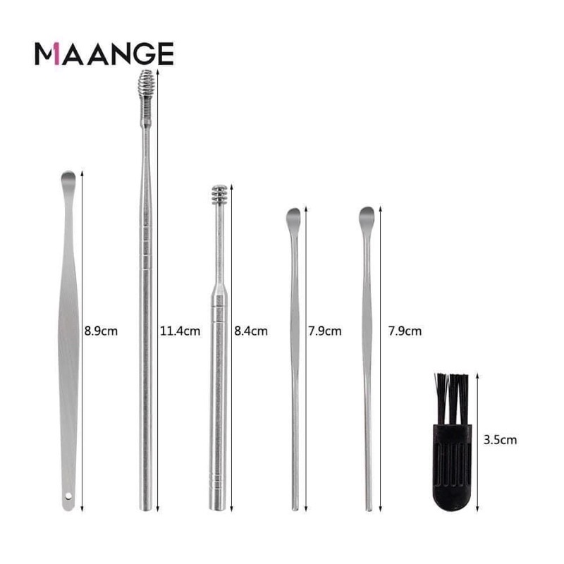 ( Hàng mới) Dụng cụ lấy ráy tai inox 6 món
