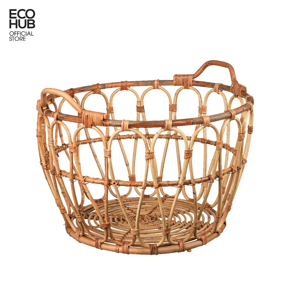 Giỏ mây ECOHUB thưa tròn đựng quần áo, đồ cá nhân, không bị mốc tiện dụng | EH016