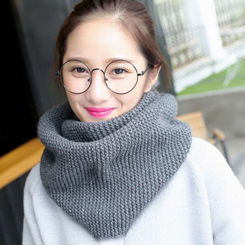 △Khăn Choàng Cổ Đan Len Màu Đen Thời Trang Thu Đông Hàn Quốc Cho Học Sinh Nam Nữ