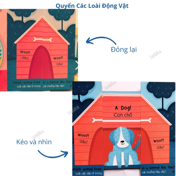 Sách Chuyển Động Song Ngữ Cùng Kéo Và Nhìn - Động Vật - Slide And See - Animals - Tân Việt