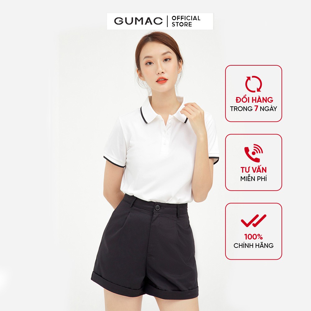 Áo thun polo nữ, xẻ lai GUMAC đủ màu đủ size, thiết kế basic ATB109 - SIÊU HOT