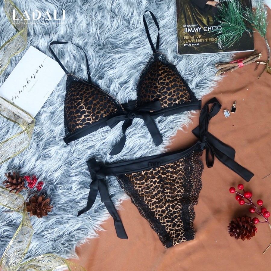 Áo ngực sexy da báo buộc dây ren quyến rũ Ladali