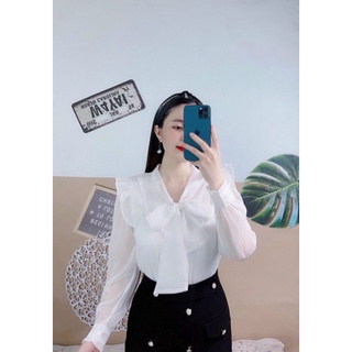Sơ mi cổ nơ tiểu thư