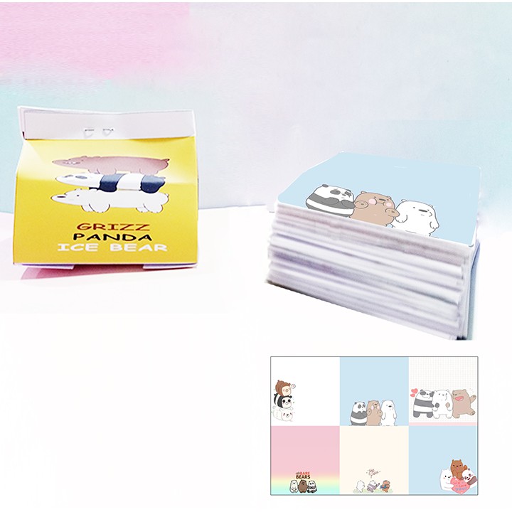 Note hộp sữa gấu dâu lotso ngựa thần 96 trang NHS1 molang pusheen ba anh em gấu brown tonton khủng long dễ thương