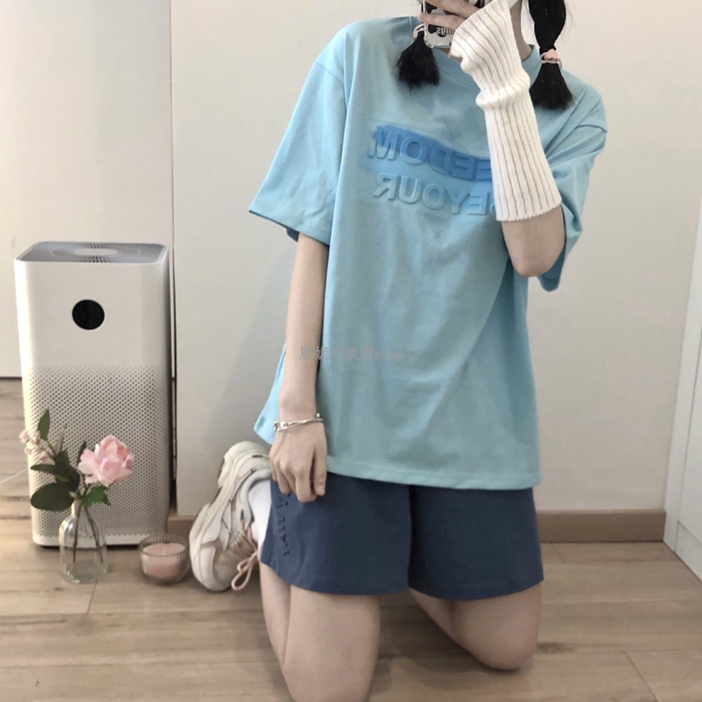 Quần đùi nữ sooc in dập nổi short ống rộng cạp chun trơn màu đen, hồng, xanh Mophus MQ006 | BigBuy360 - bigbuy360.vn